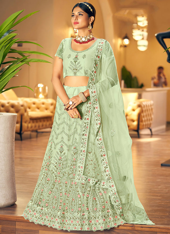 Designer Embroidered Soft-Net Lehenga | Wedding & Special Event Attire