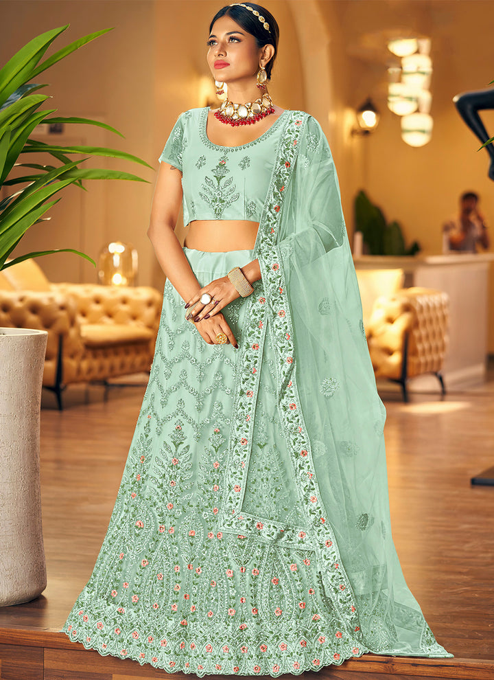 Designer Embroidered Soft-Net Lehenga | Wedding & Special Event Attire