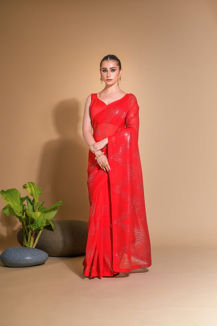 Georgette Saree with Satin Blouse | Perfect for Weddings & Festive Events