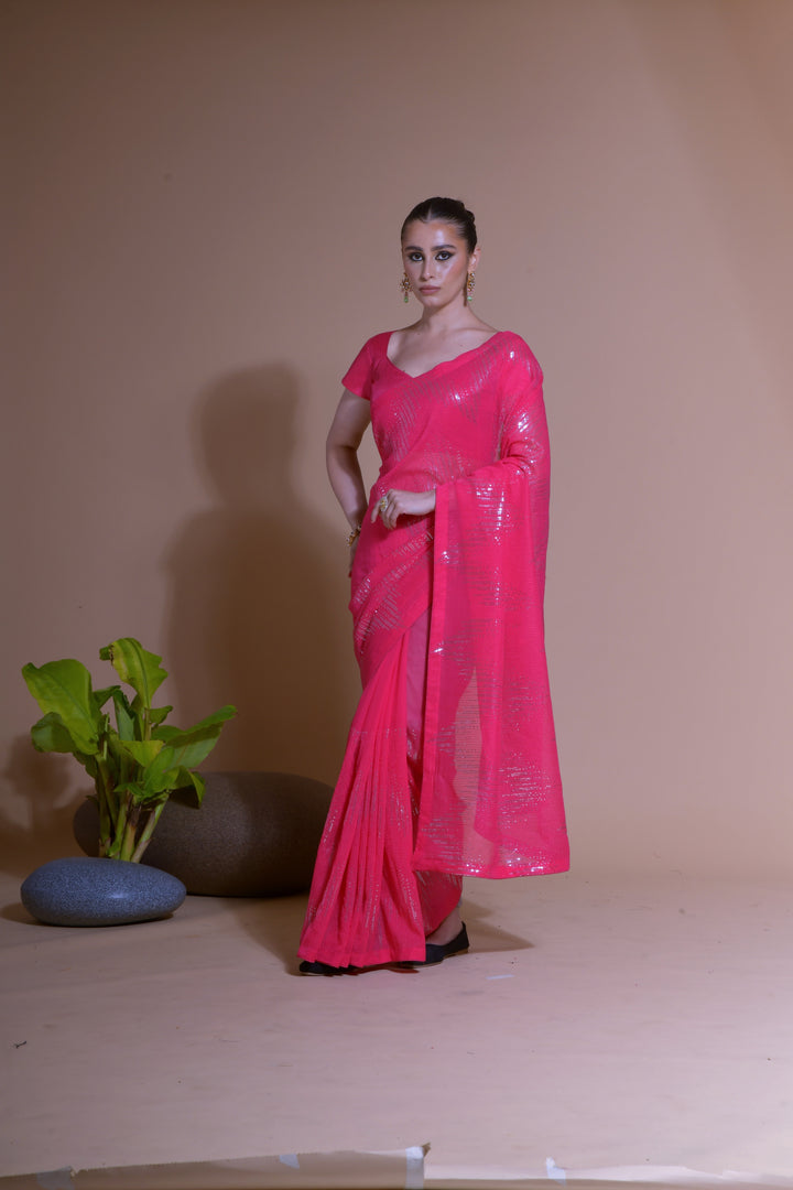 Georgette Saree with Satin Blouse | Perfect for Weddings & Festive Events