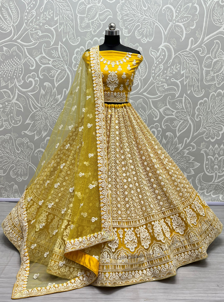 Designer Net Lehenga with Embroidery & Sequence Work | Perfect for Weddings & Special Events