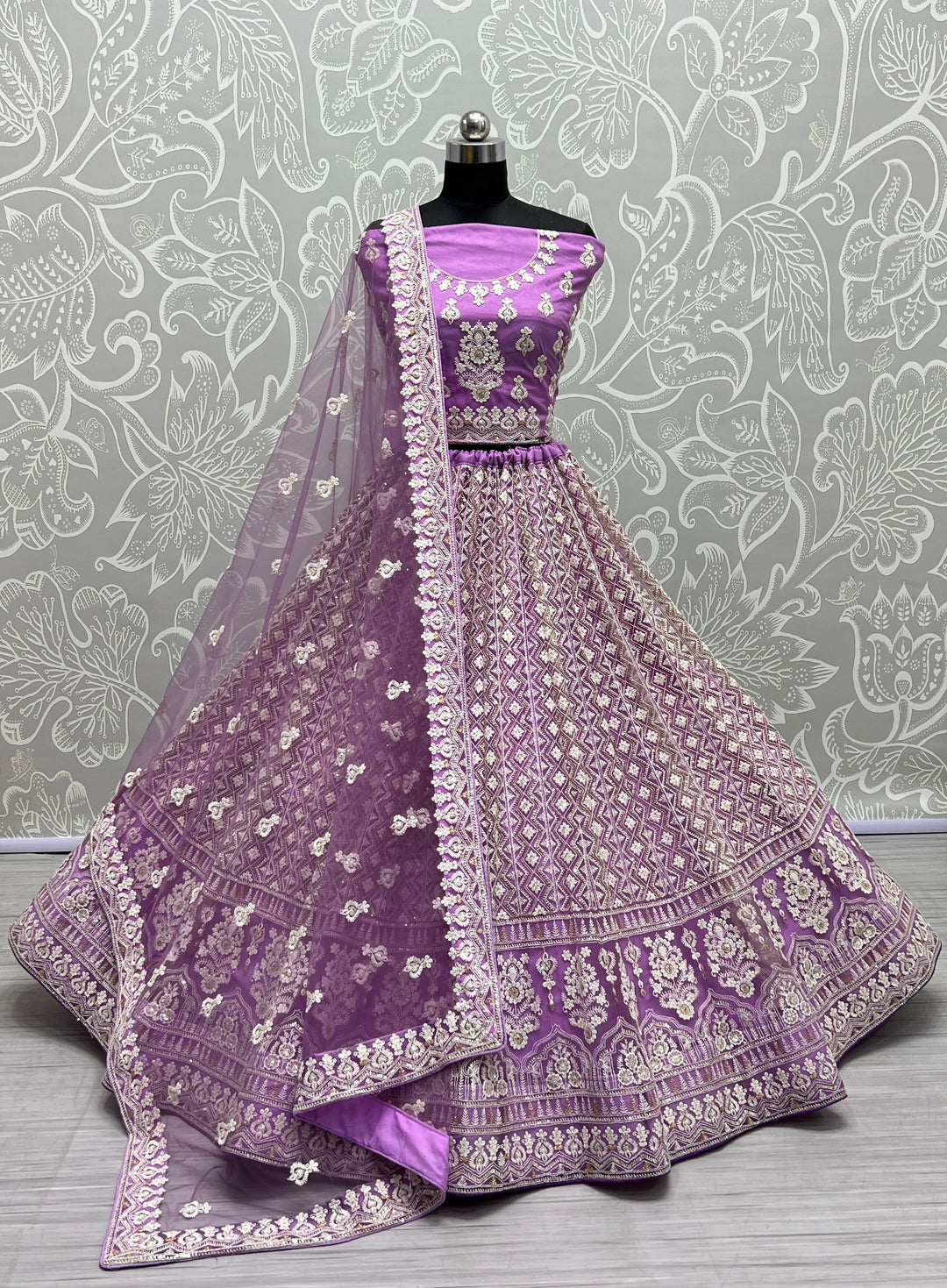 Designer Net Lehenga with Embroidery & Sequence Work | Perfect for Weddings & Special Events