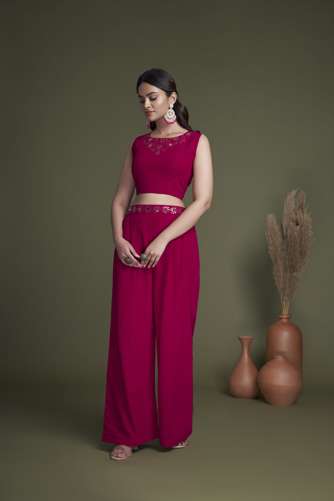 Pink Georgette Plazzo Suit | Perfect for Festive Wear