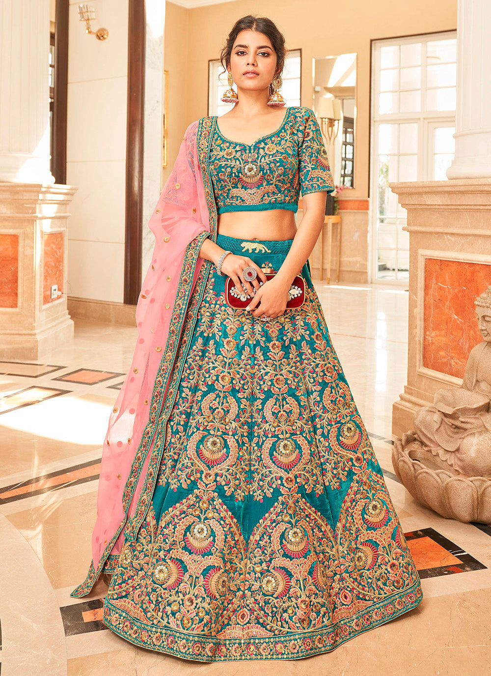 Designer Velvet Lehenga | Thread & Sequin Embroidery | Wedding Special