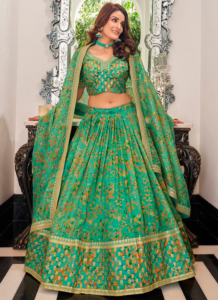 Designer Art Silk Lehenga | Sequins & Thread Embroidery for Weddings