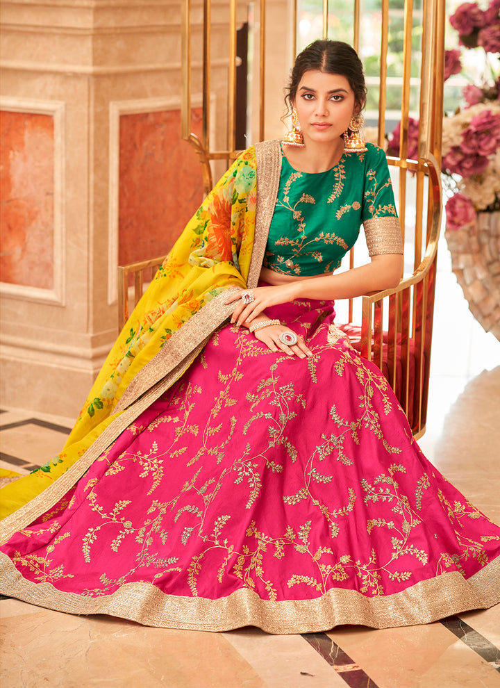 Designer Art Silk Lehenga | Elegant Thread & Sequence Embroidery for Weddings