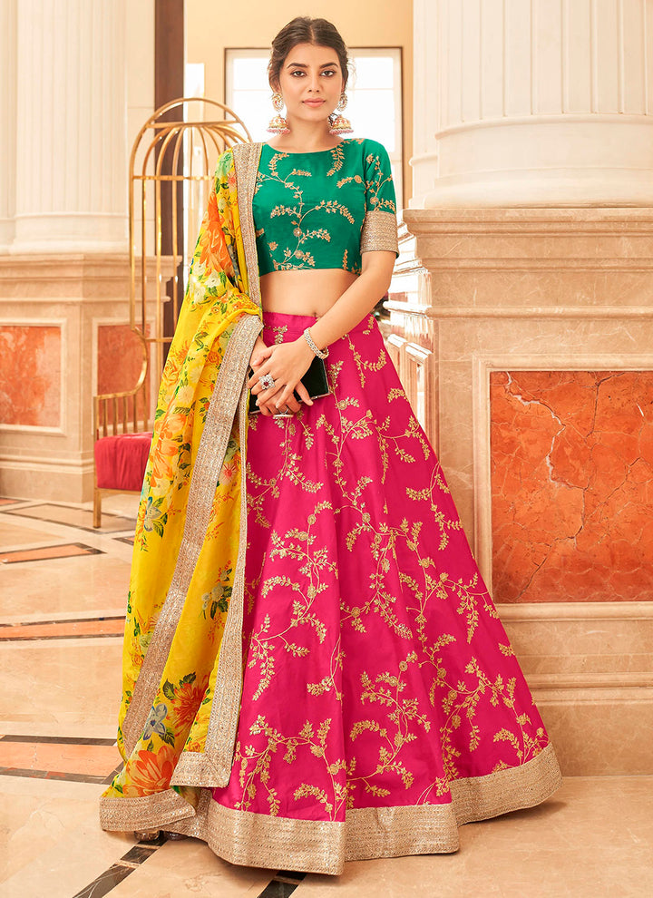 Designer Art Silk Lehenga | Elegant Thread & Sequence Embroidery for Weddings