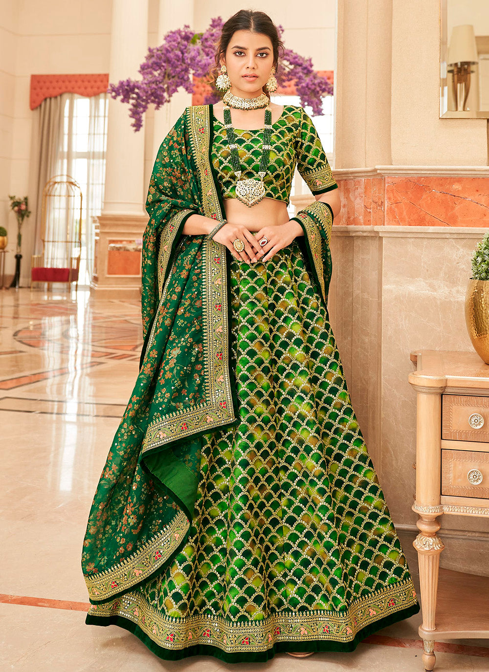 Designer Art-Silk Lehenga | Thread & Sequins Embroidery for Special Events