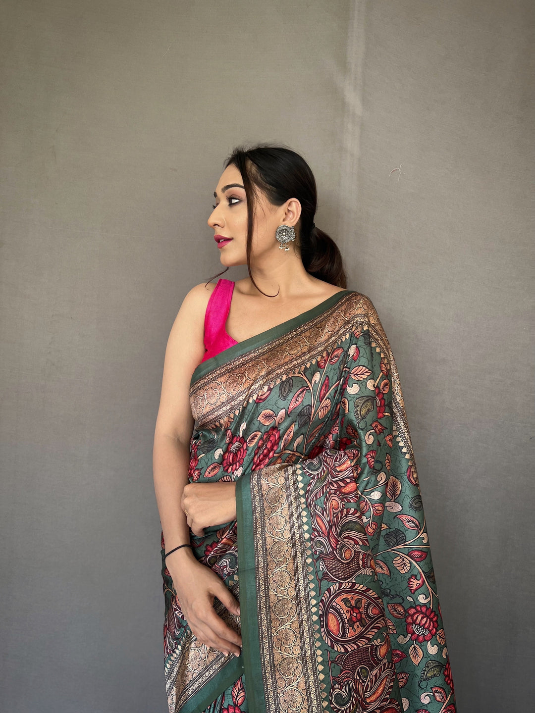 Elegant Kalamkari Soft-Silk Saree | Perfect for Weddings & Festivities