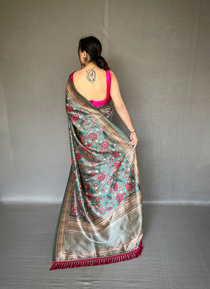 Elegant Kalamkari Soft-Silk Saree | Perfect for Weddings & Festivities