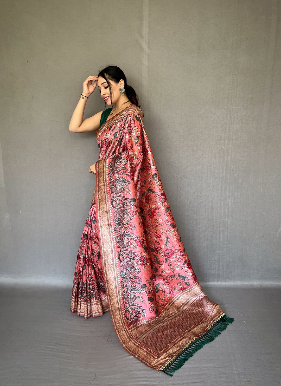 Elegant Kalamkari Soft-Silk Saree | Perfect for Weddings & Festivities