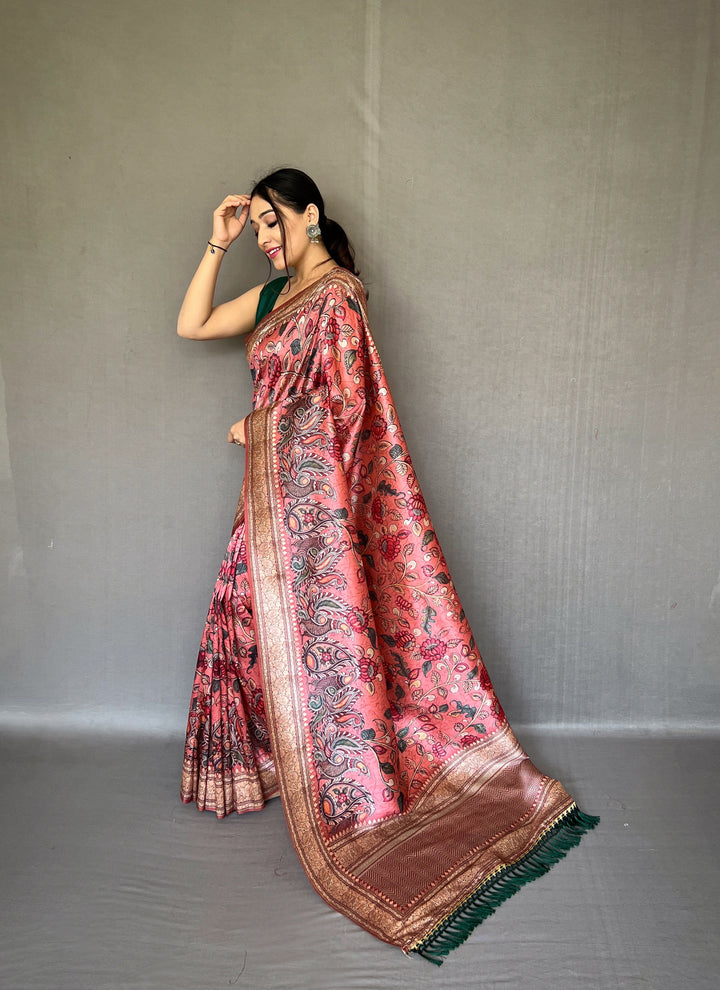 Elegant Kalamkari Soft-Silk Saree | Perfect for Weddings & Festivities