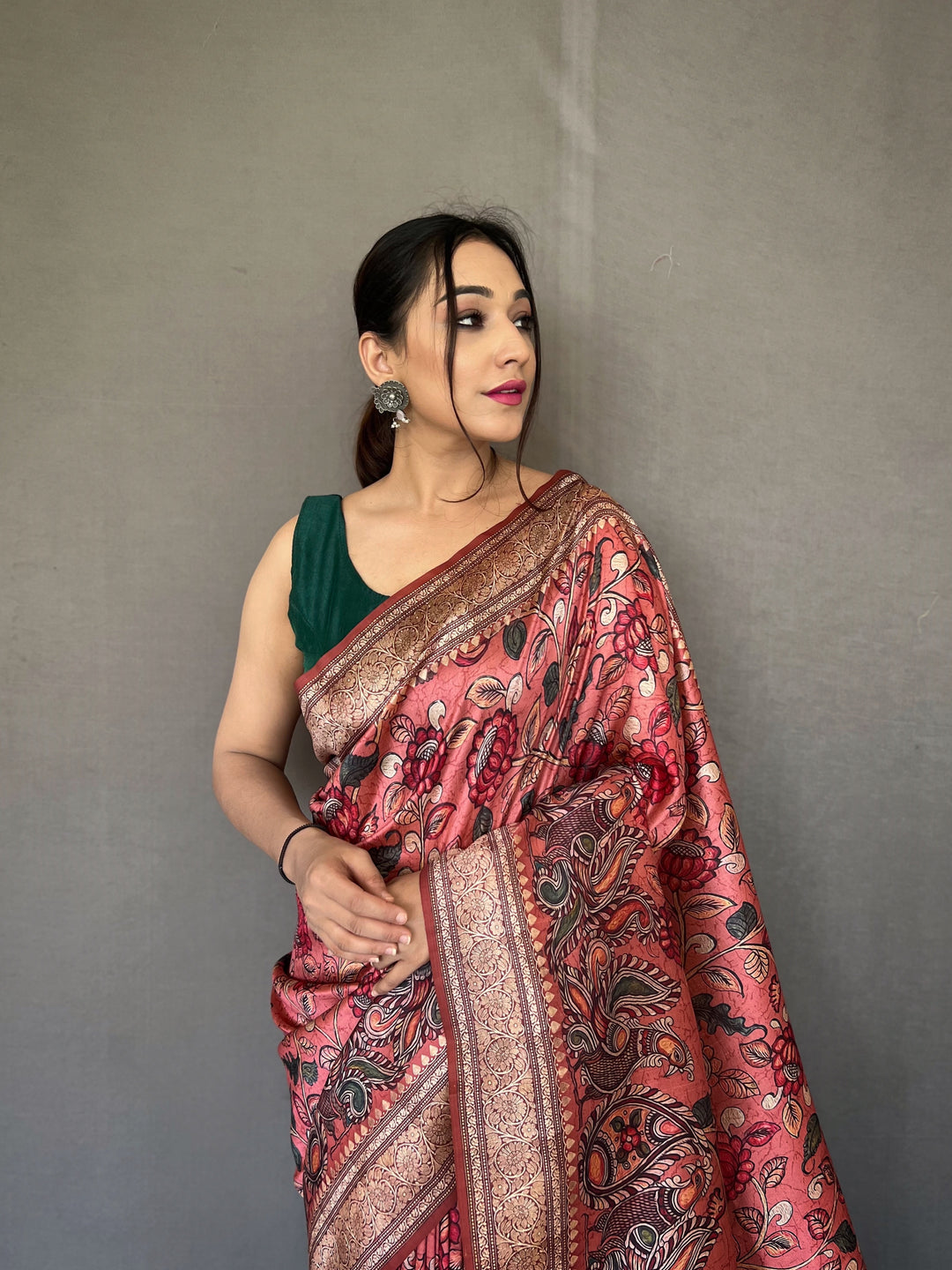 Elegant Kalamkari Soft-Silk Saree | Perfect for Weddings & Festivities