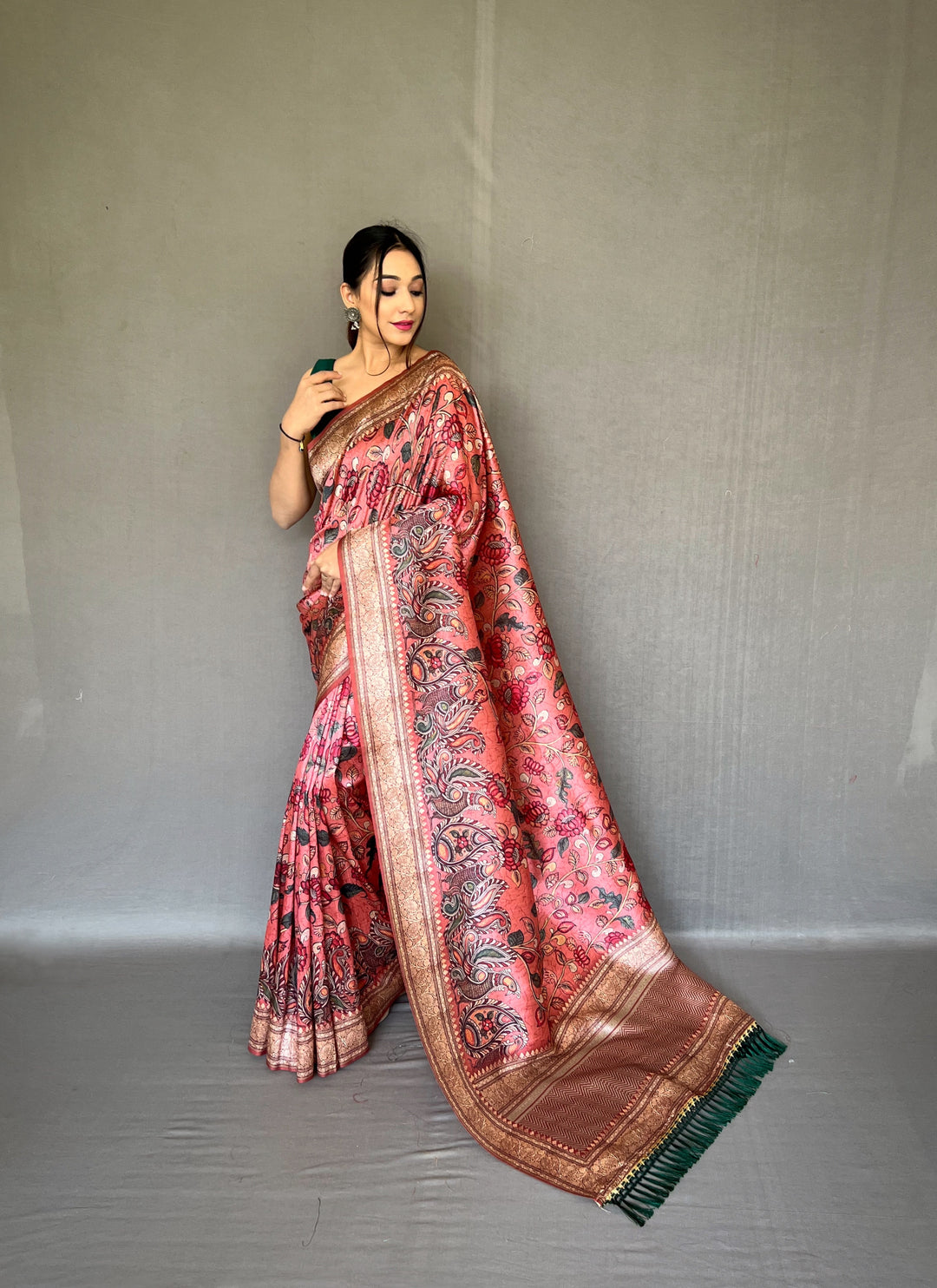 Elegant Kalamkari Soft-Silk Saree | Perfect for Weddings & Festivities