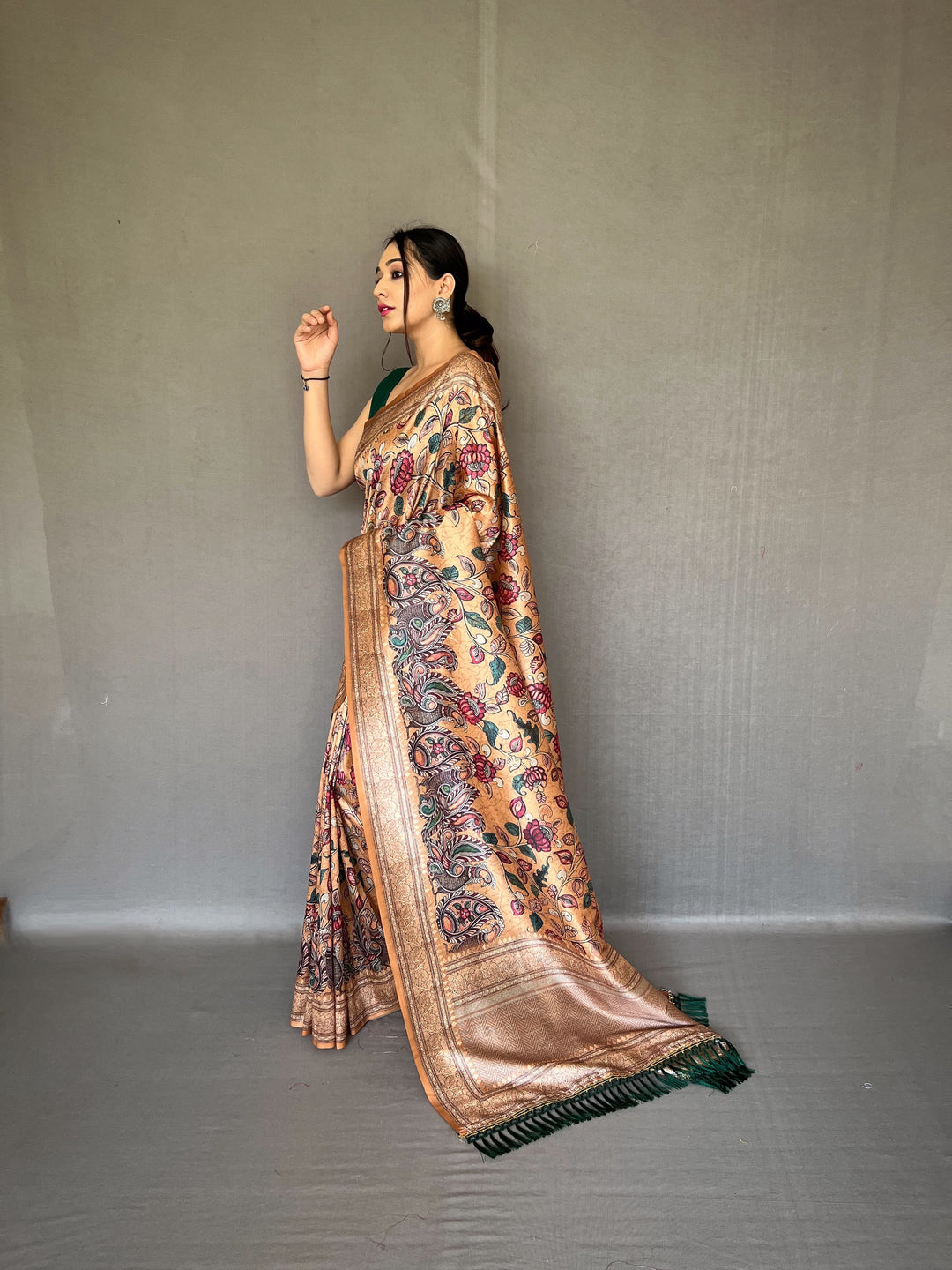 Elegant Kalamkari Soft-Silk Saree | Perfect for Weddings & Festivities