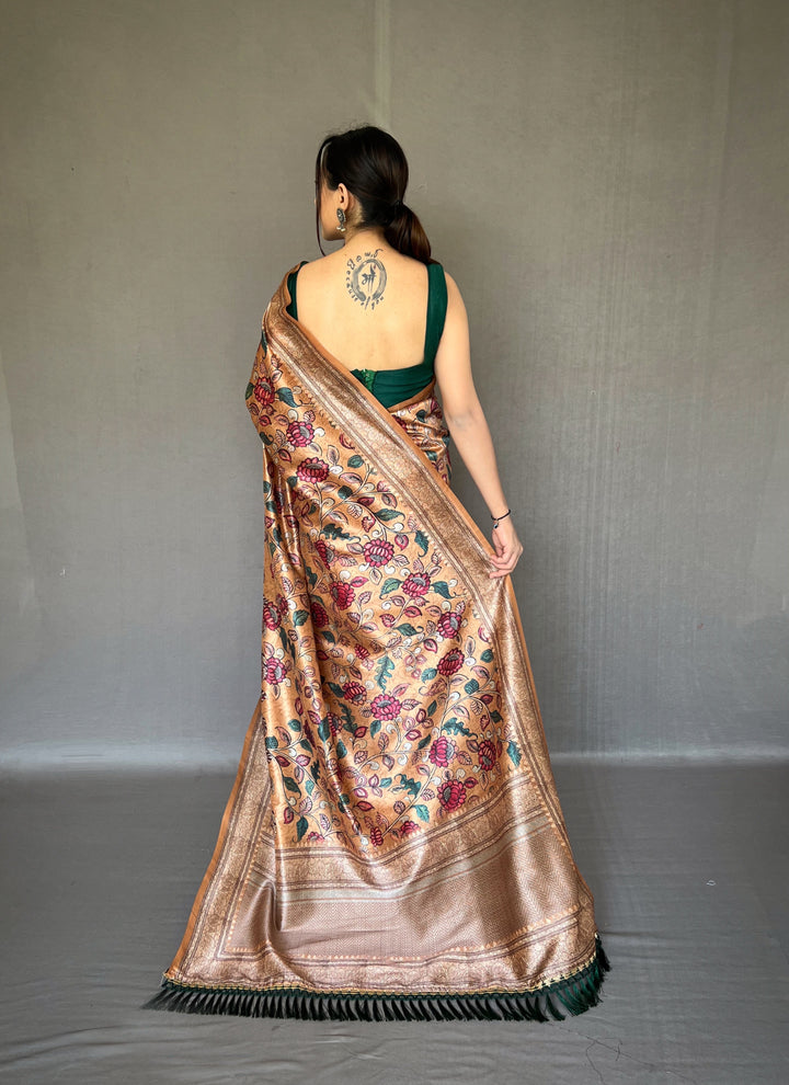 Elegant Kalamkari Soft-Silk Saree | Perfect for Weddings & Festivities