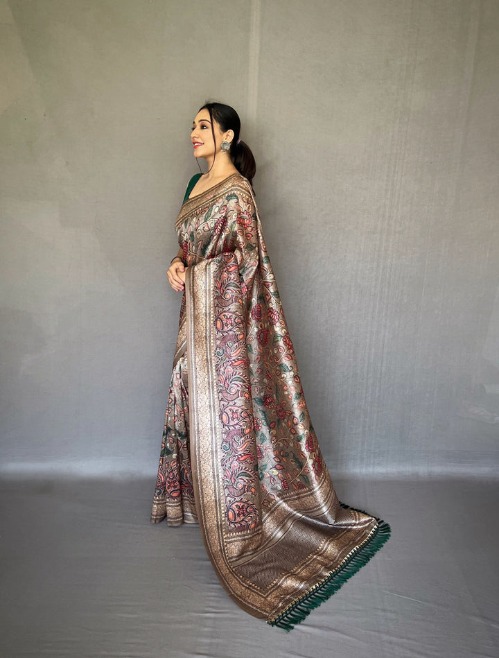 Elegant Kalamkari Soft-Silk Saree | Perfect for Weddings & Festivities