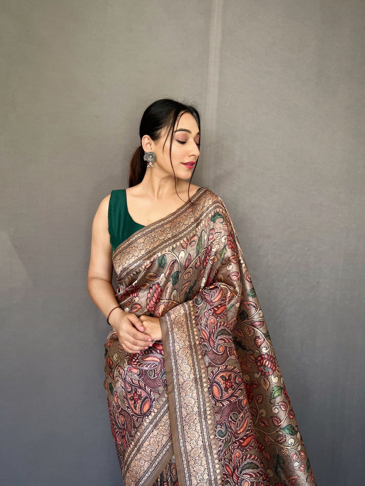 Elegant Kalamkari Soft-Silk Saree | Perfect for Weddings & Festivities