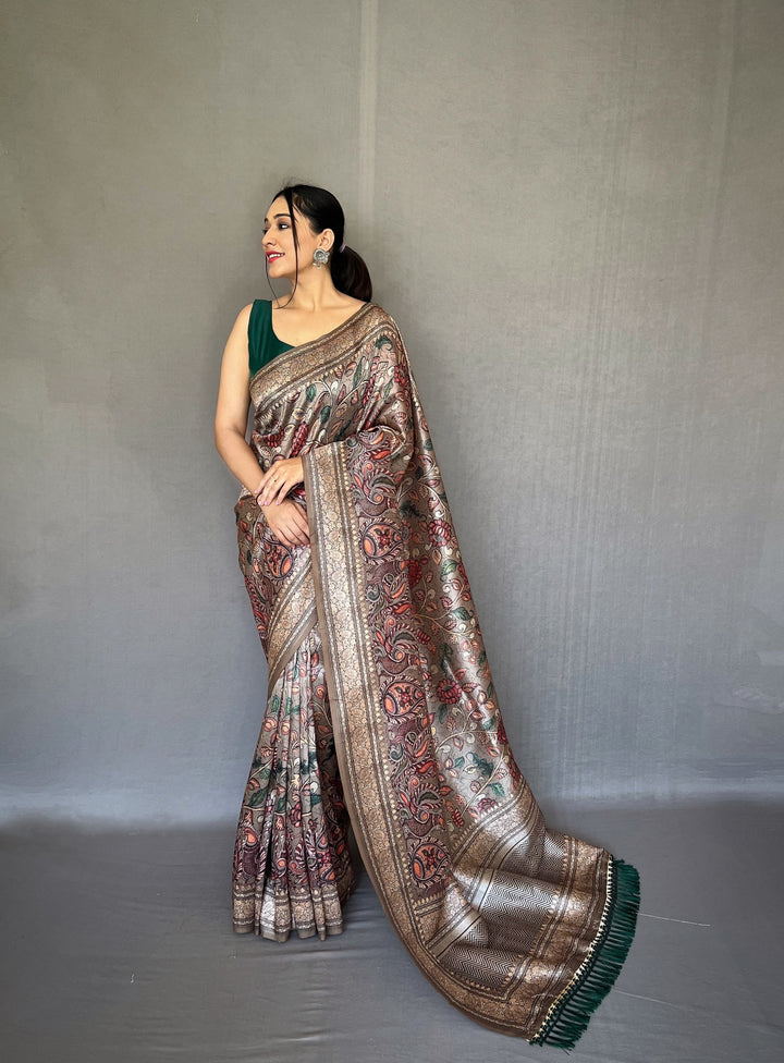 Elegant Kalamkari Soft-Silk Saree | Perfect for Weddings & Festivities