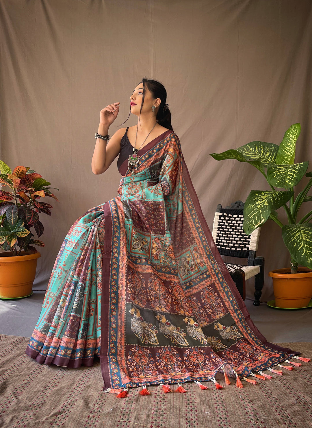 Kalamkari Cotton Saree | Traditional Printed Fabric for Special Events