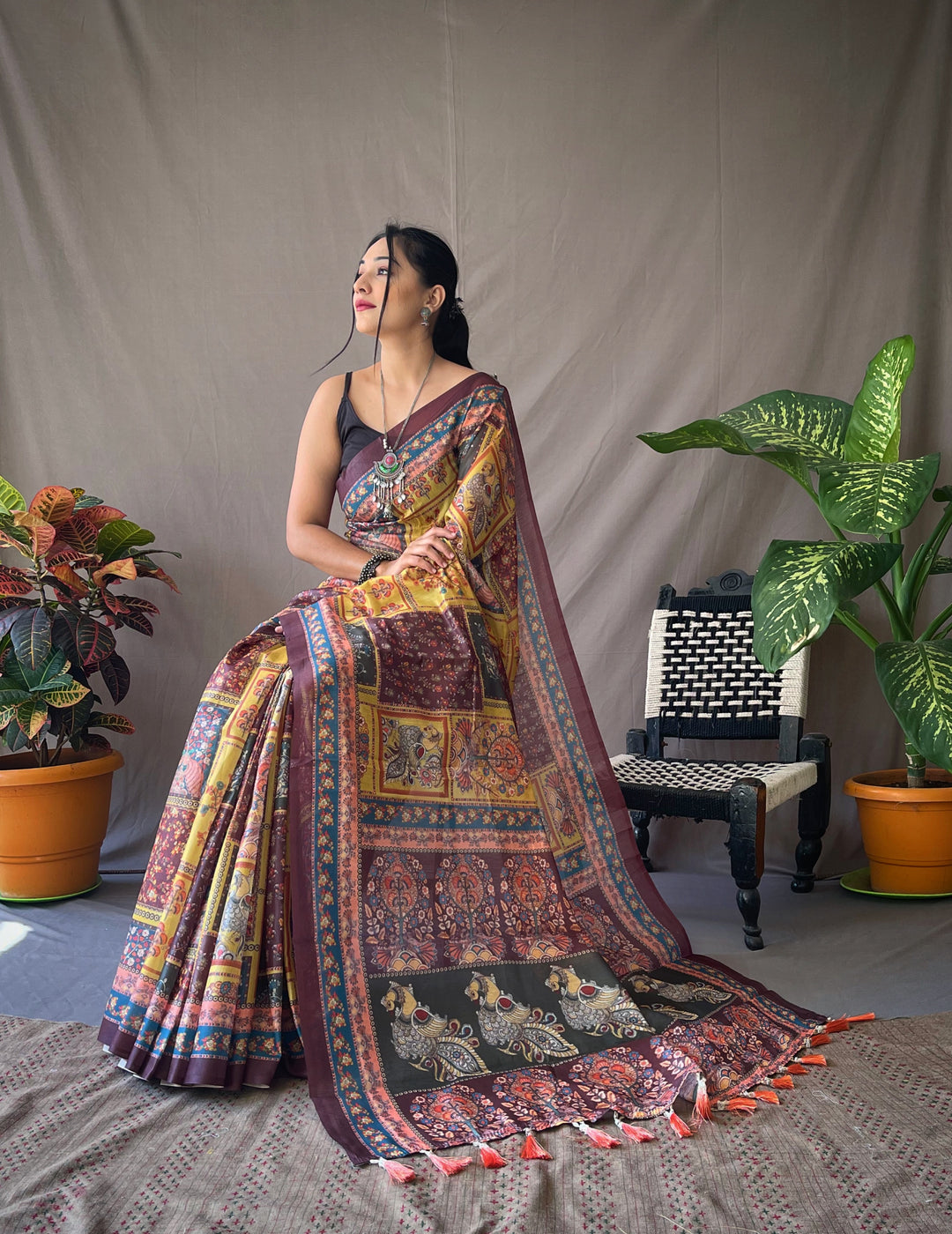 Kalamkari Cotton Saree | Traditional Printed Fabric for Special Events