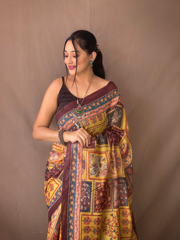 Kalamkari Cotton Saree | Traditional Printed Fabric for Special Events