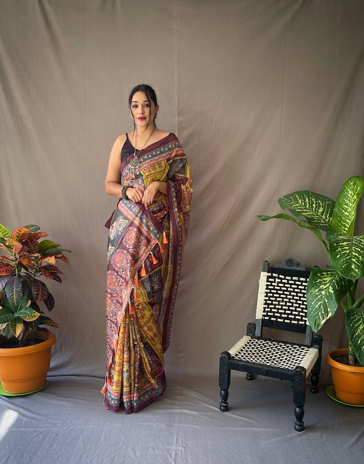 Kalamkari Cotton Saree | Traditional Printed Fabric for Special Events