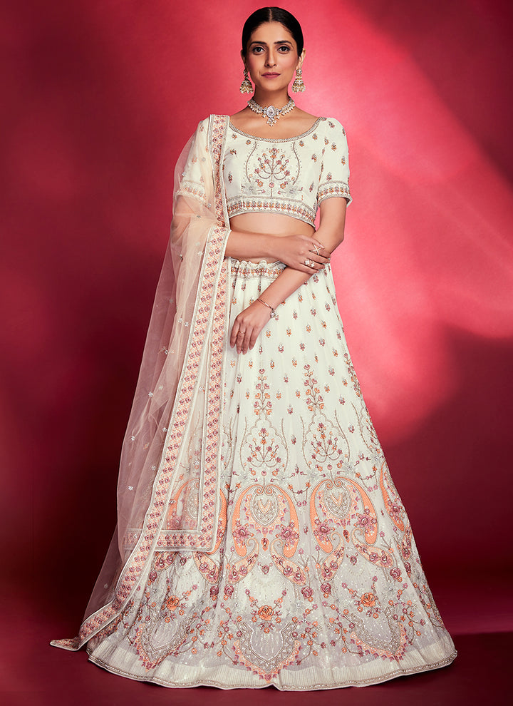 Georgette Lehenga with Thread & Zarkan Embroidery | Perfect for Weddings & Events