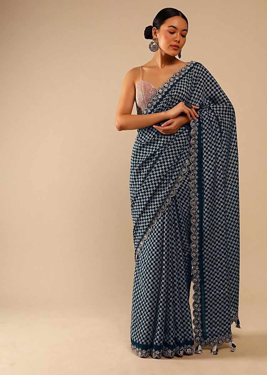 Designer Printed Chinon Saree with Art-Silk Blouse | Perfect for Weddings & Festivals