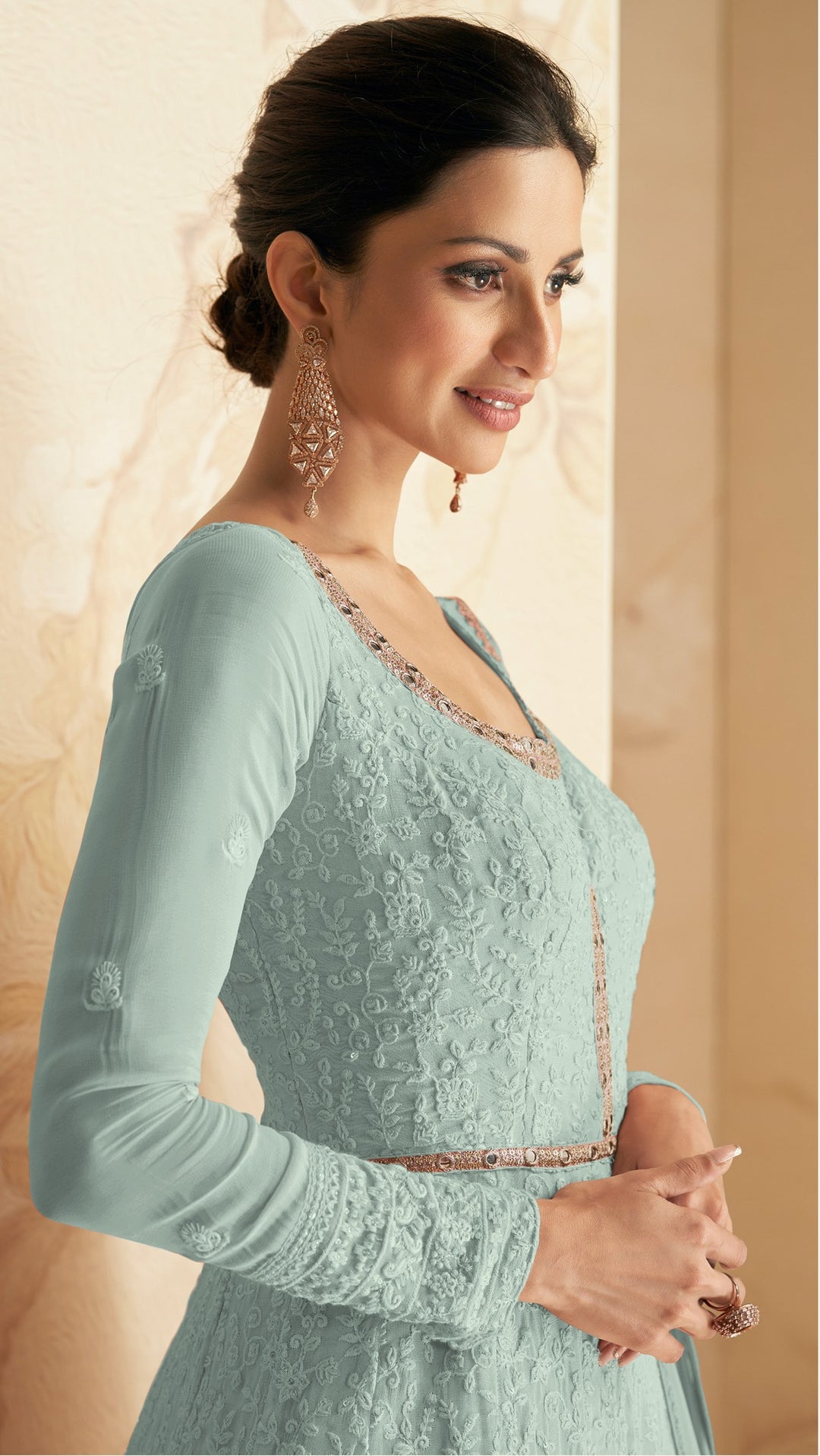 Sky Blue  Faux Georgette Salwar kameez | Festive Elegance