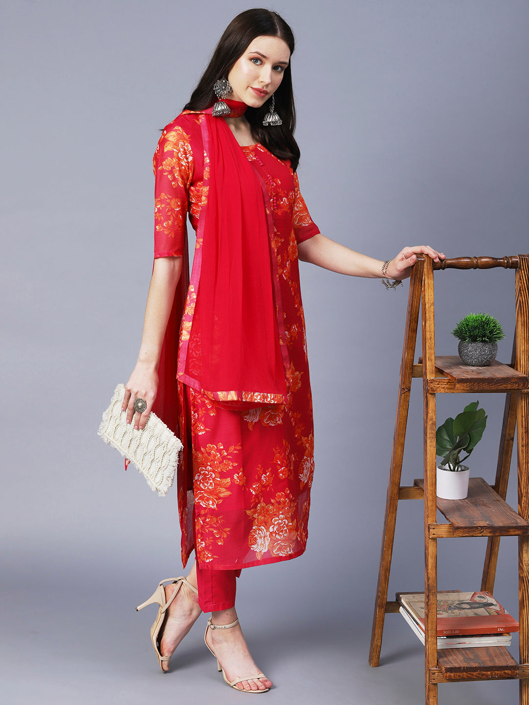 Orange Rayon Salwar kameez | Festive Elegance