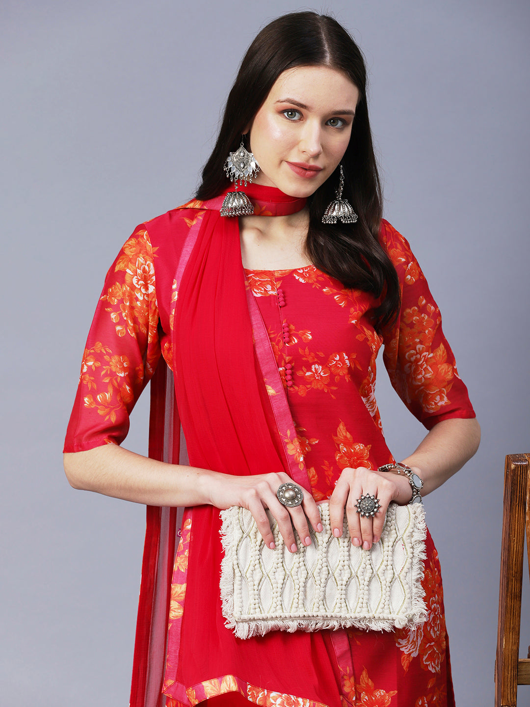 Orange Rayon Salwar kameez | Festive Elegance