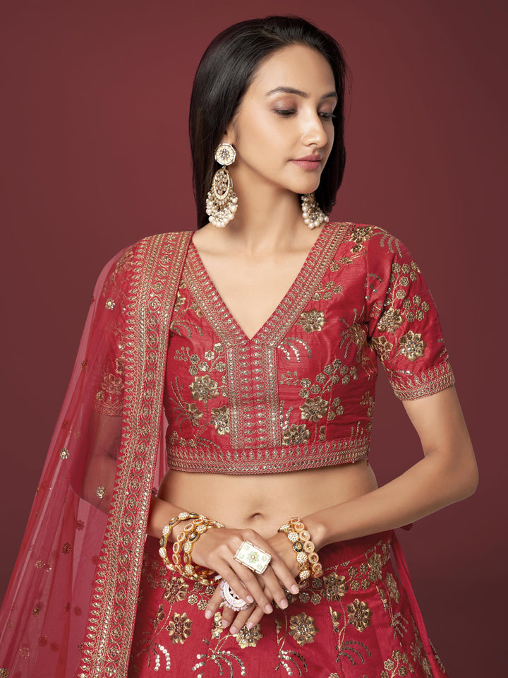 Elegant Slub Silk Lehenga with Dupatta | A Stylish and Sophisticated Choice