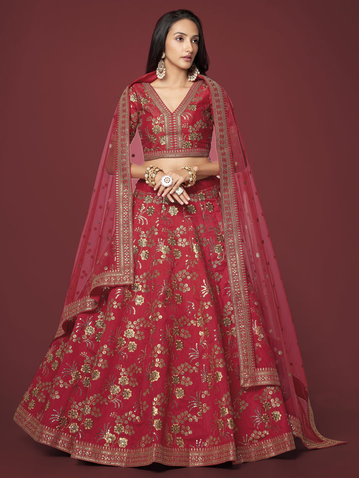 Elegant Slub Silk Lehenga with Dupatta | A Stylish and Sophisticated Choice