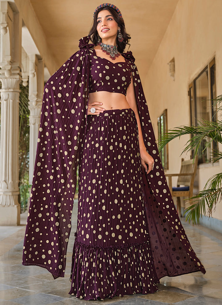 Charming Purple Georgette Lehenga with Purple Dupatta | Perfect for Weddings and Celebrations