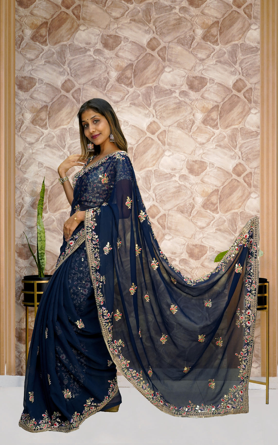 Designer Georgette Saree with Sequins & Embroidery | Special Event Elegance