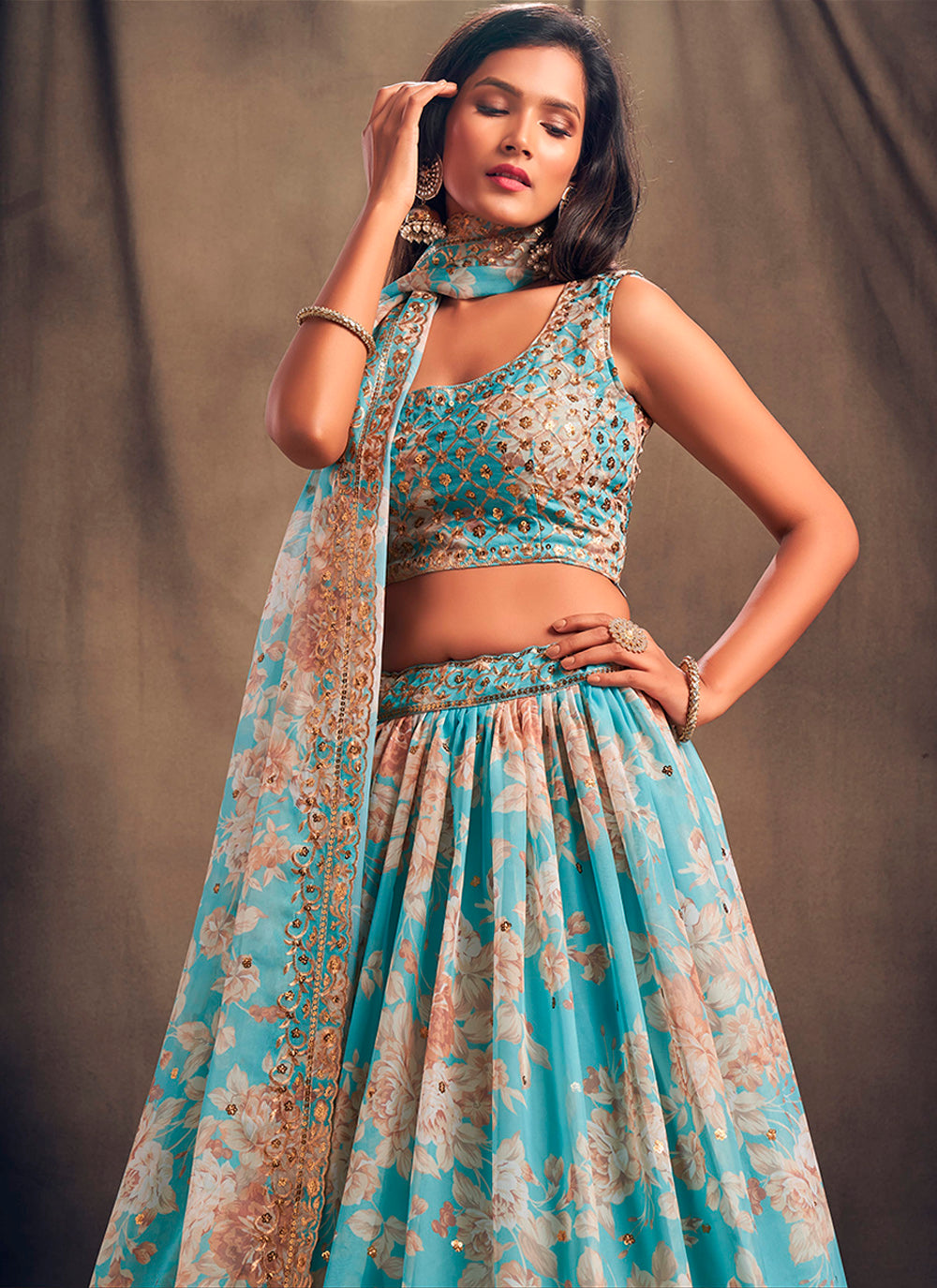 Sophisticated Organza Lehenga with Dupatta | Elegance Redefined for Brides