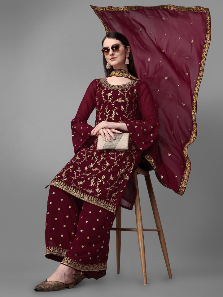 Designer Embroidered Salwar Kameez | Faux-Georgette | Full Sleeve | Party Wear