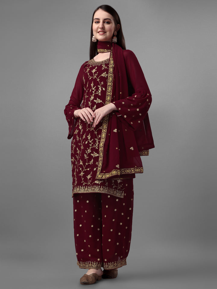 Designer Embroidered Salwar Kameez | Faux-Georgette | Full Sleeve | Party Wear