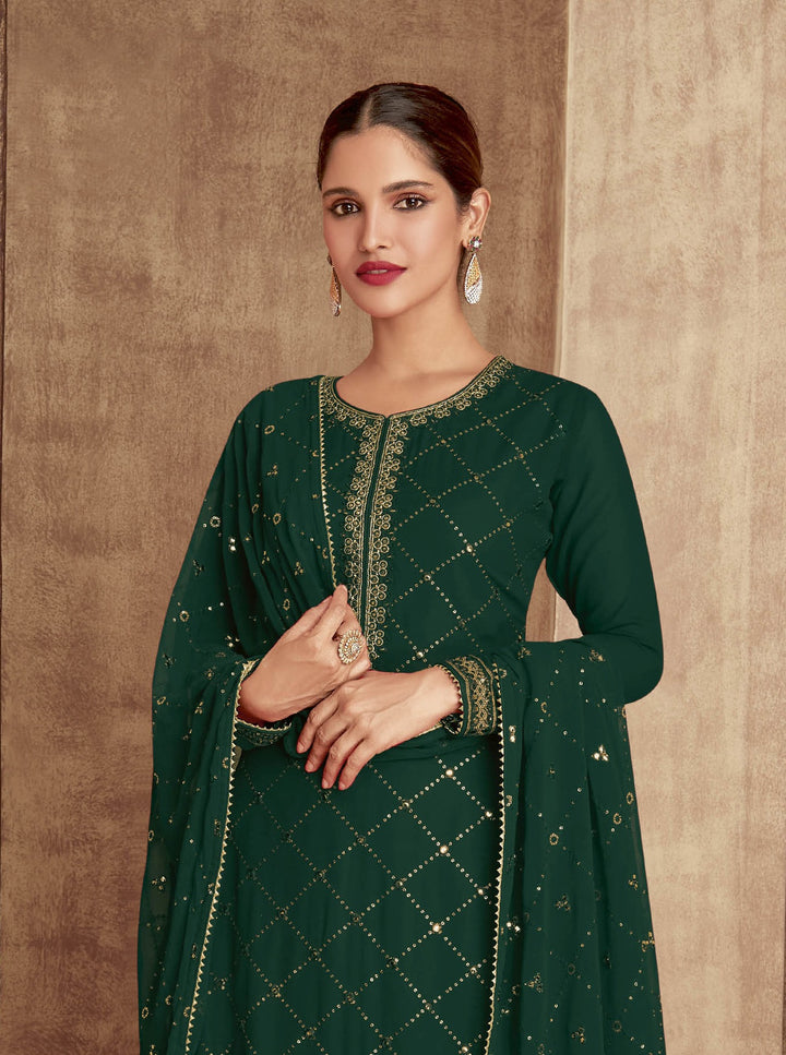 Heavy Designer Sequance Embroidery Palazzo | Faux-Georgette | Full Sleeve | Special Event