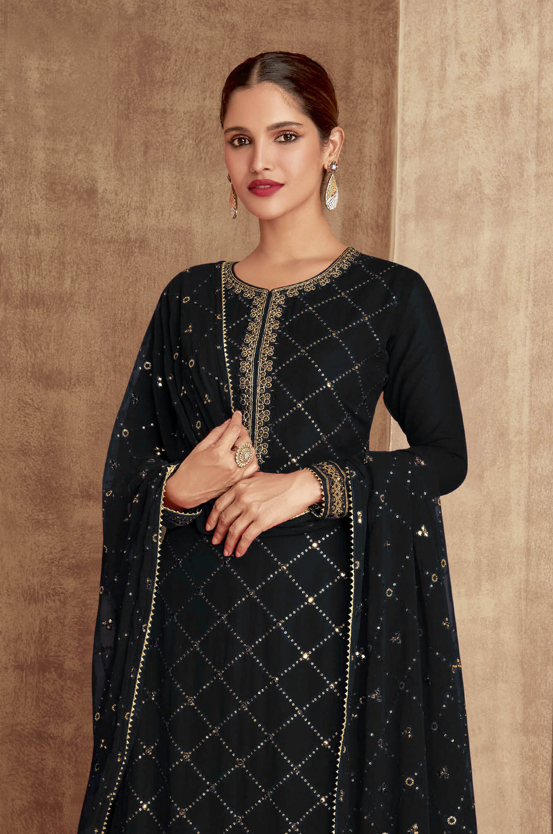 Heavy Designer Sequance Embroidery Palazzo | Faux-Georgette | Full Sleeve | Special Event