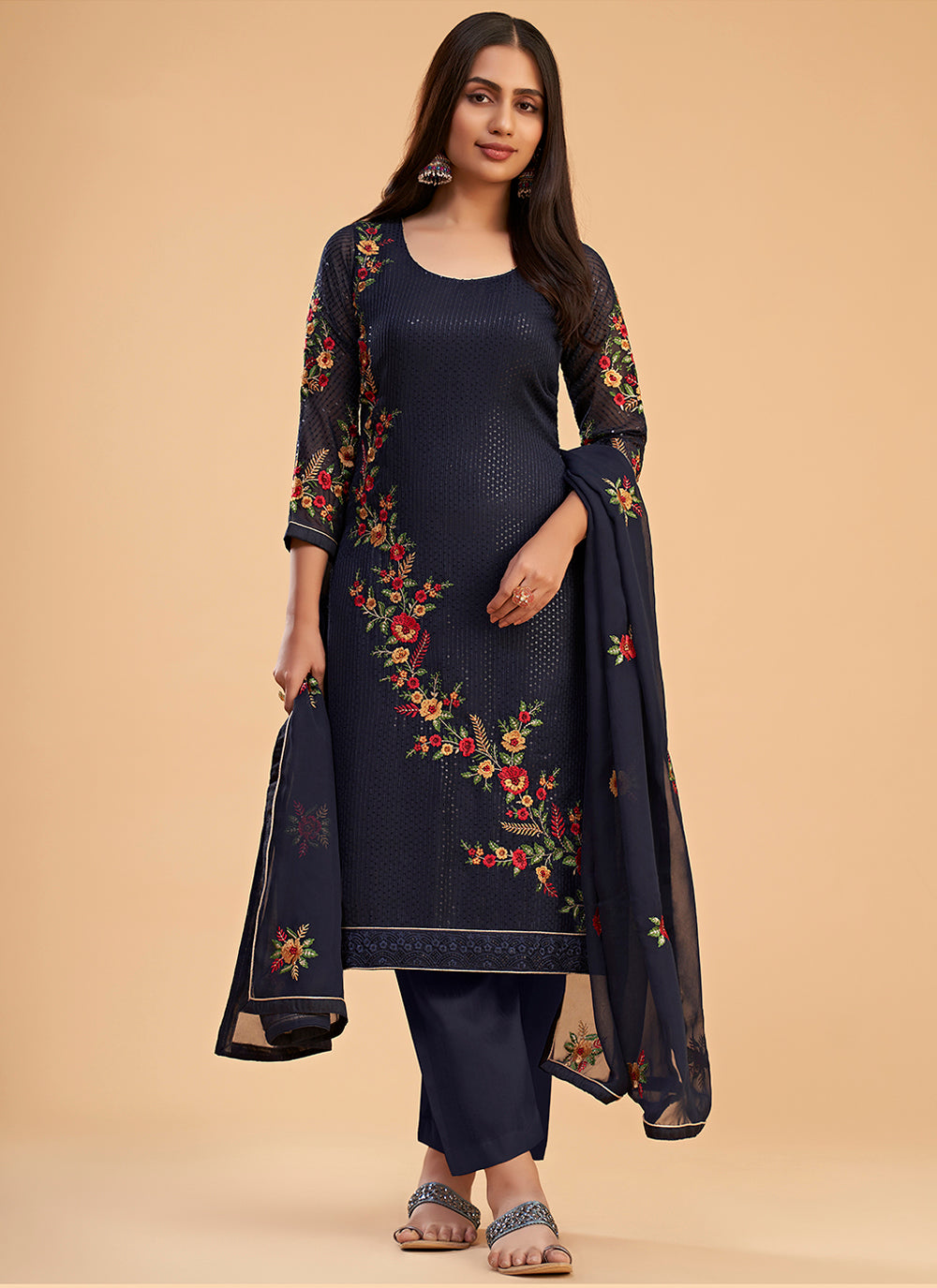 Georgette Salwar Kameez | Elegant Multi-Thread & Embroidery for Events