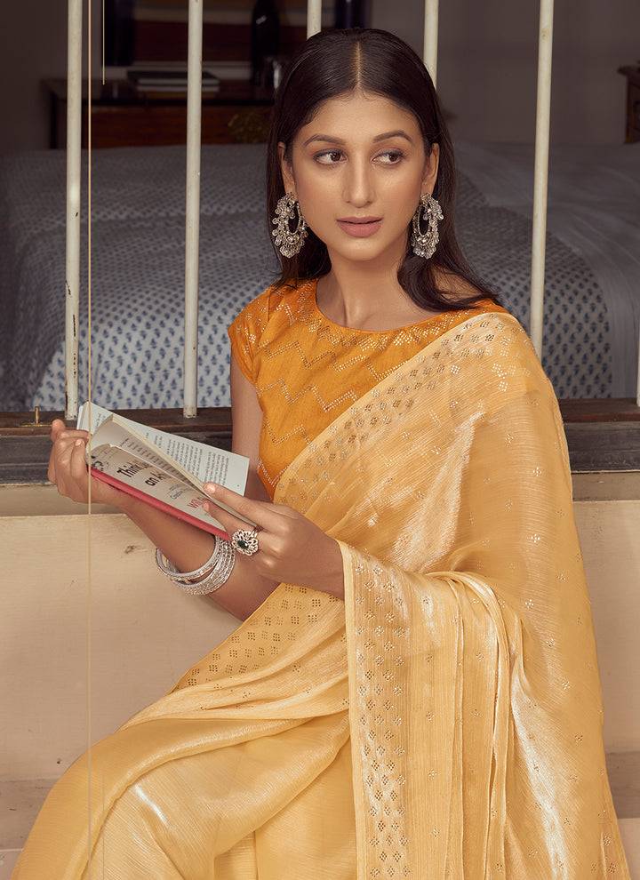 Burberry Silk Saree with Swarovski Designer Work | Satin Blouse for Weddings