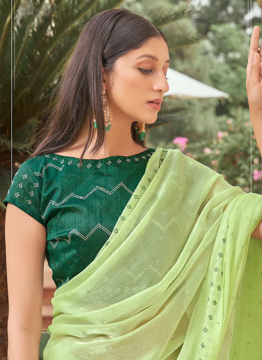 Burberry Silk Saree with Swarovski Designer Work | Satin Blouse for Weddings