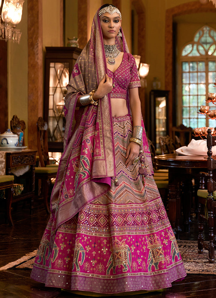 Rajwadi Silk Lehenga Choli | Designer Printed & Mirror Embroidery Work for weddings