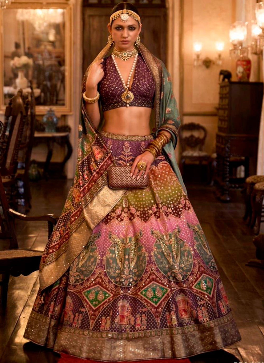 Rajwadi Silk Lehenga Choli Designer Print, Aari & Mirror Work | Festive Wear