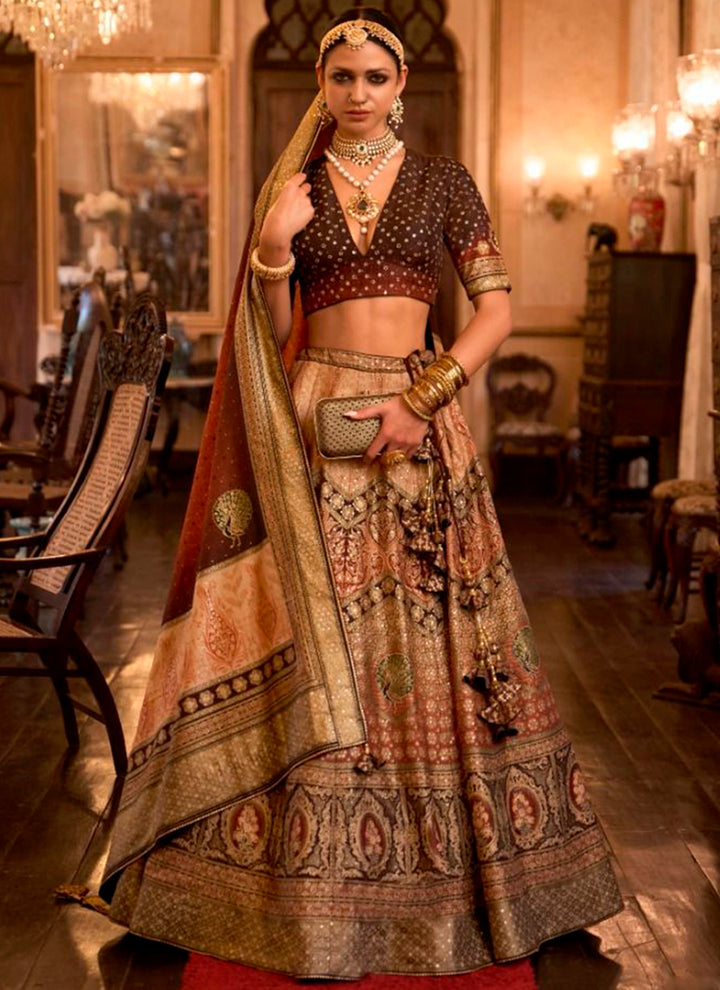 Rajwadi Silk Lehenga Choli | Designer Print, Sparkle Aari & Mirror Work a special event