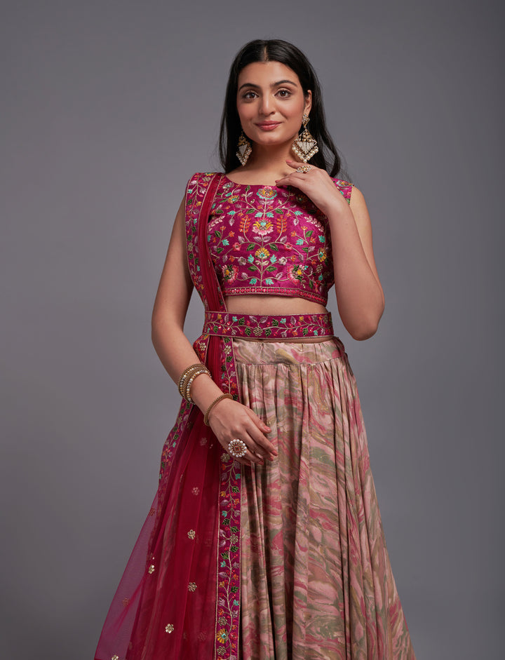 Art Silk Lehenga Choli with Sequins & Thread Embroidery | Wedding Ready