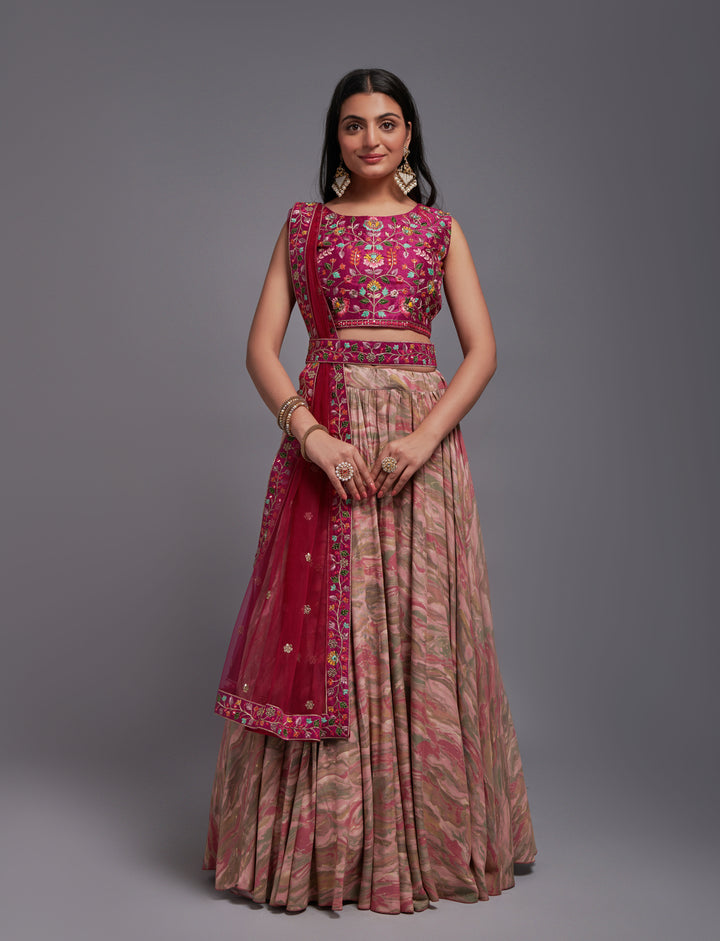 Art Silk Lehenga Choli with Sequins & Thread Embroidery | Wedding Ready