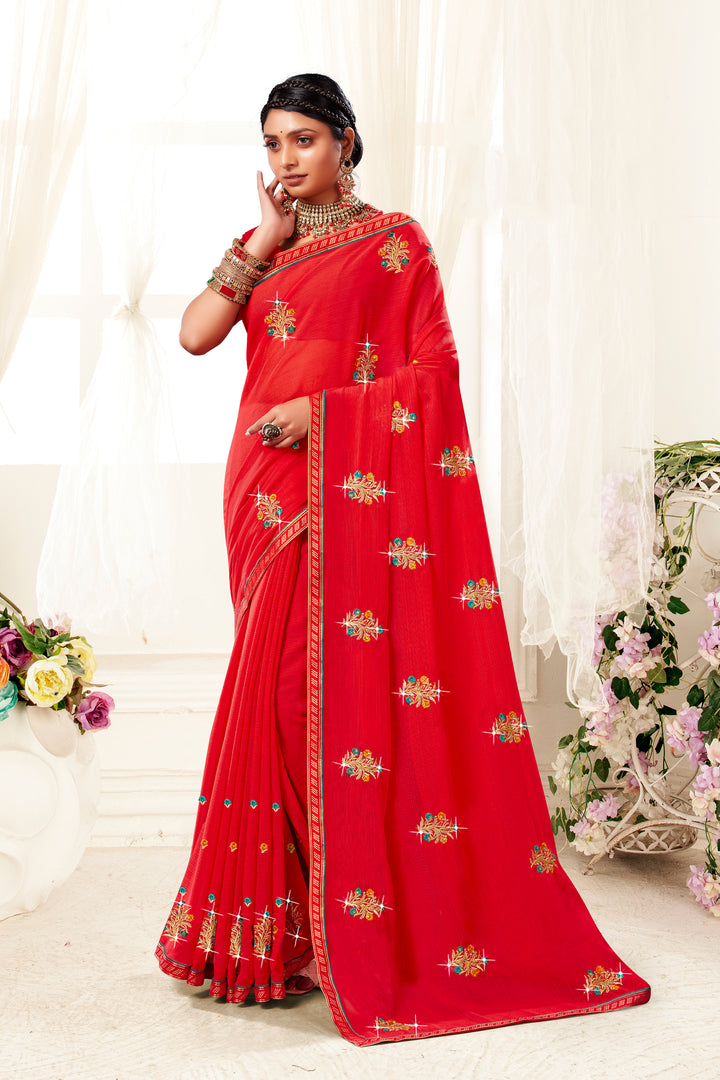 Georgette Saree with Embroidery Work | Traditional Wedding & Party Wear